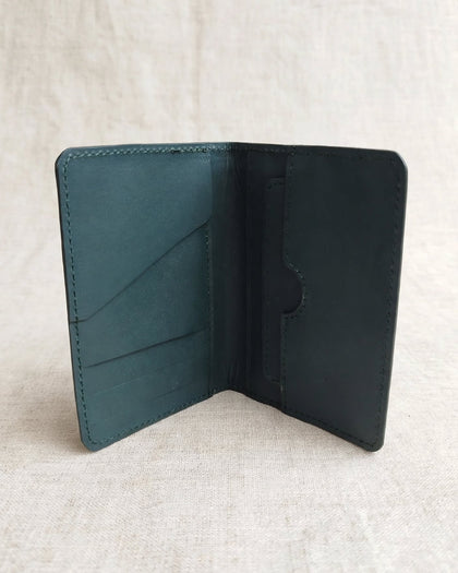 Dark Green Slim Bifold Wallet - Genuine Leather