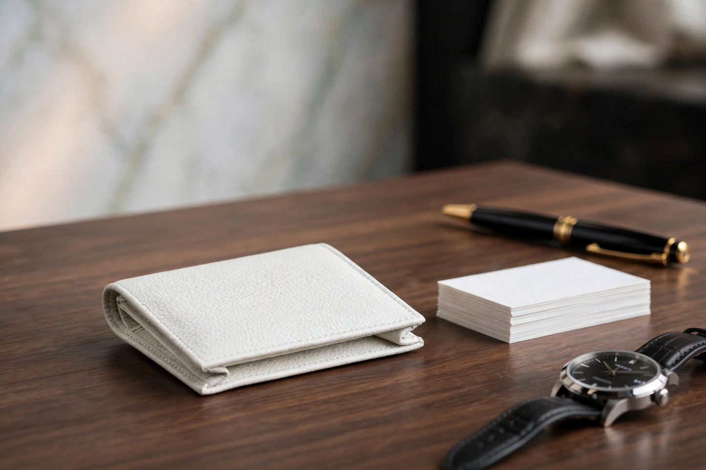 The White Edition - Luxury Pebbled Leather Bifold Wallet