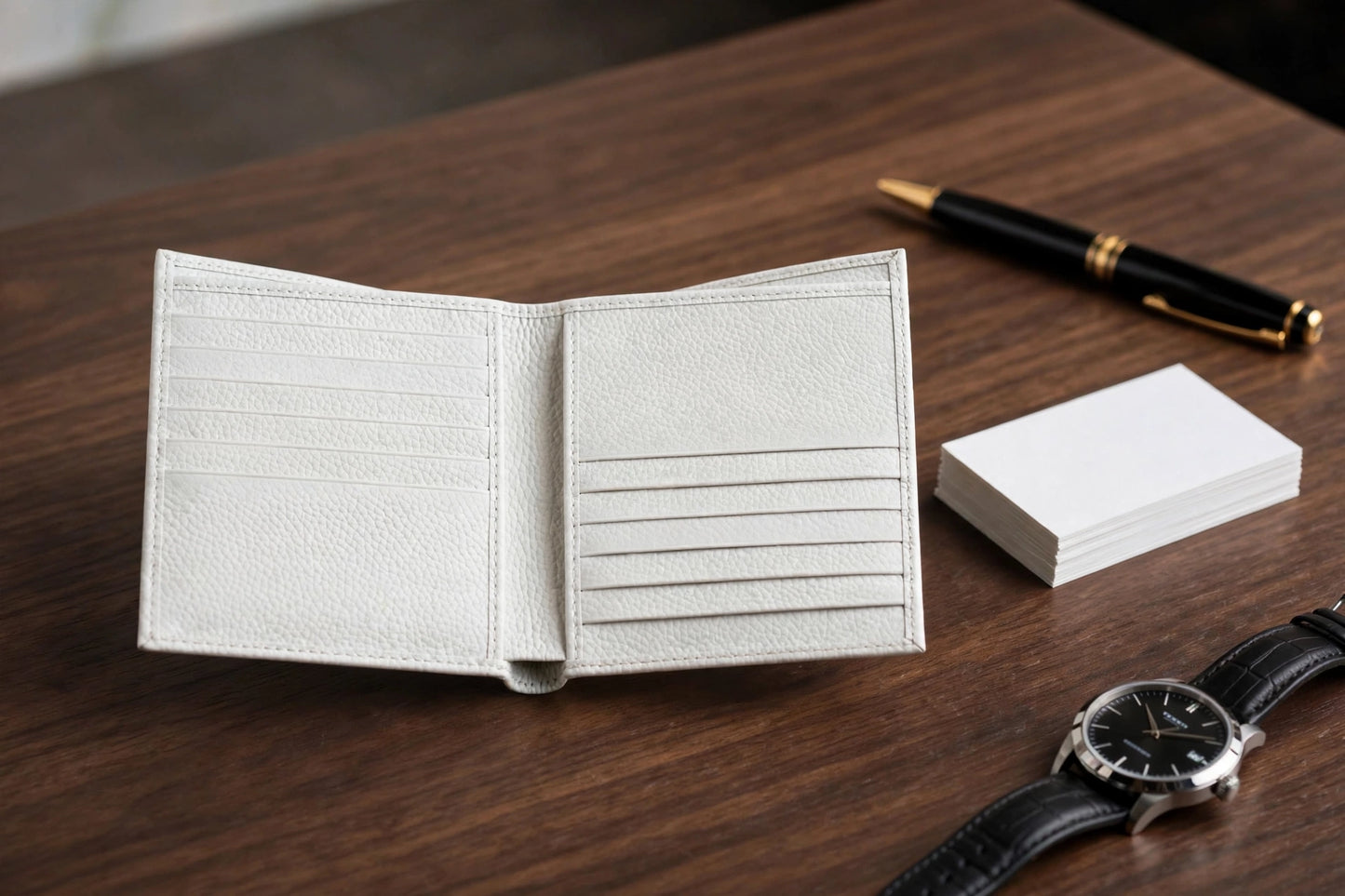 The White Edition - Luxury Pebbled Leather Bifold Wallet