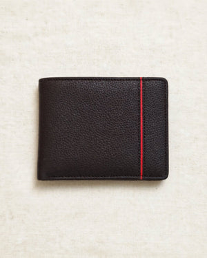 Brown Red Line Bifold Leather Wallet